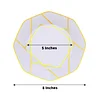 10 Pack | 8" White / Gold Geometric Design Plastic Dessert Plates, Disposable Octagon Salad/Appetizer Party Plates