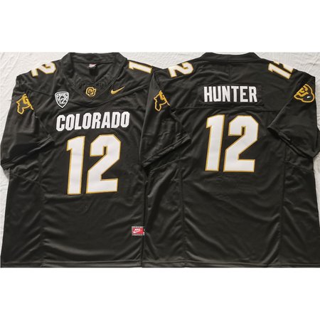 Men's Colorado Buffaloes Black #12 Hunter Stitched Jersey 2536