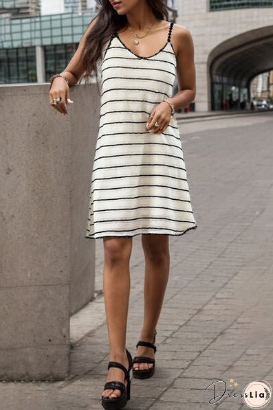Striped Scoop Neck Mini Dress