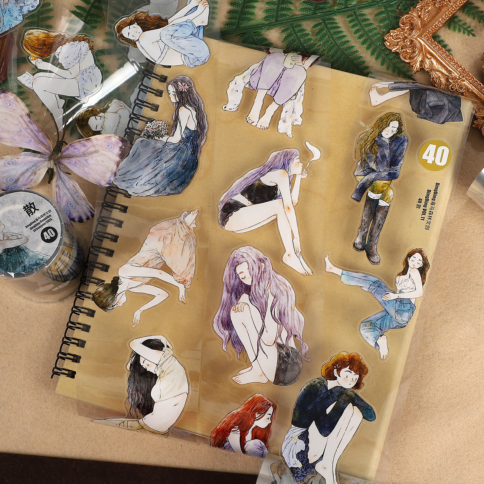 PET 테이프 - 60mm*10m 빈티지 소녀 캐릭터