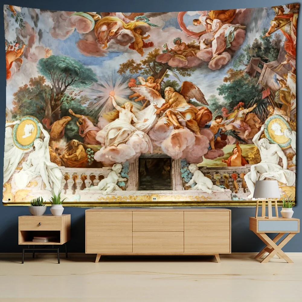 Christ Jesus Tapestry Wall Hanging Artistic Polyester Fabric Cottage Dorm Wall Art Home Decoration Brown Wall Decoration