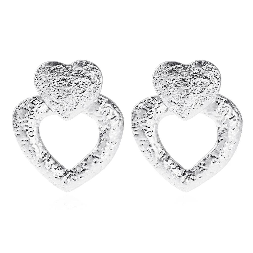 Dvacaman 2022 Valentine's Day Heart-Shaped Rhinestone Earrings For Women Shiny Statement Wedding Party Gift Crystal Drop Jewelry