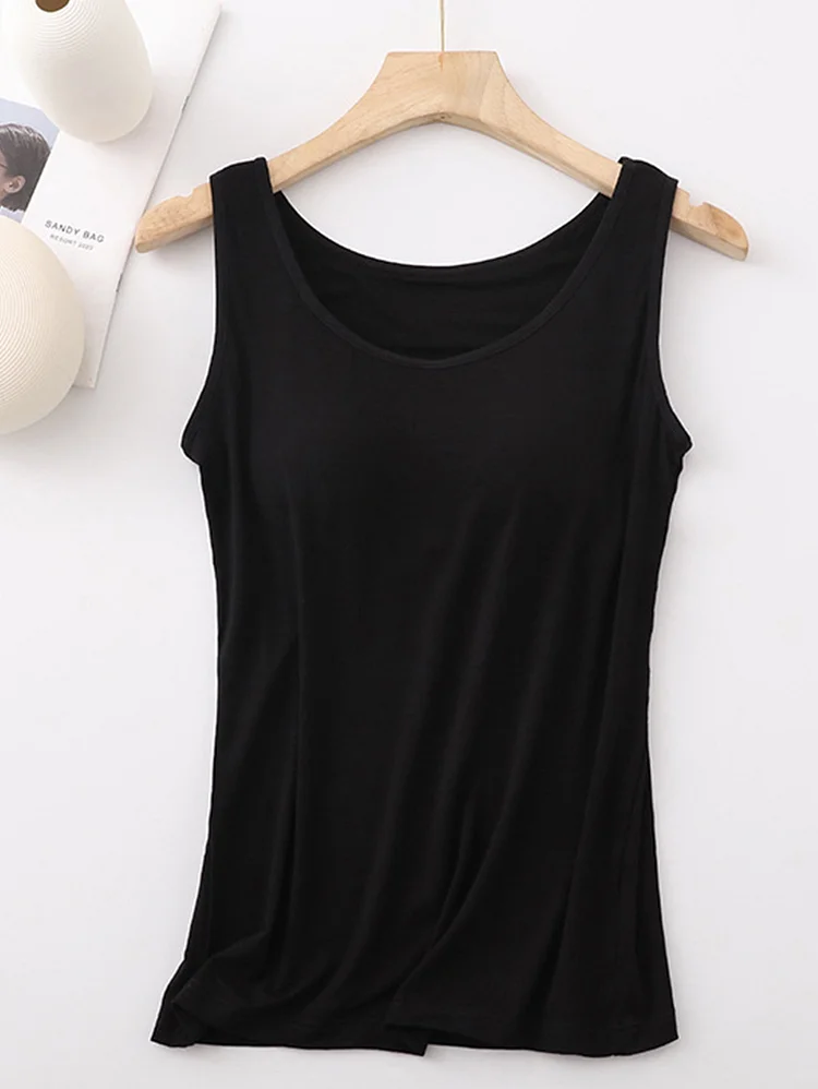 Casual U Neck Sleeveless With Chest Pad Homewear Tank Top