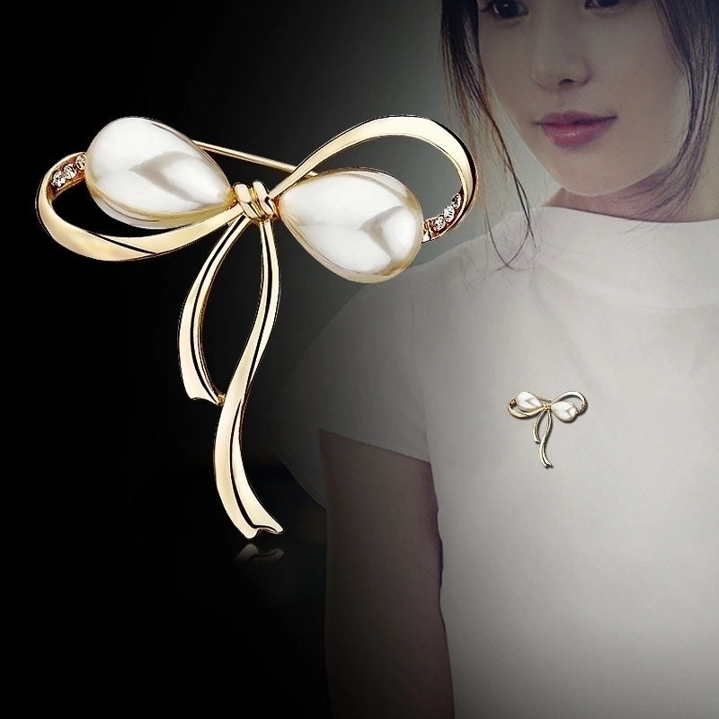 Elegant Glam Pin Geometric Alloy Plating Inlay Artificial Pearls Rhinestones Shell Women’s Brooches