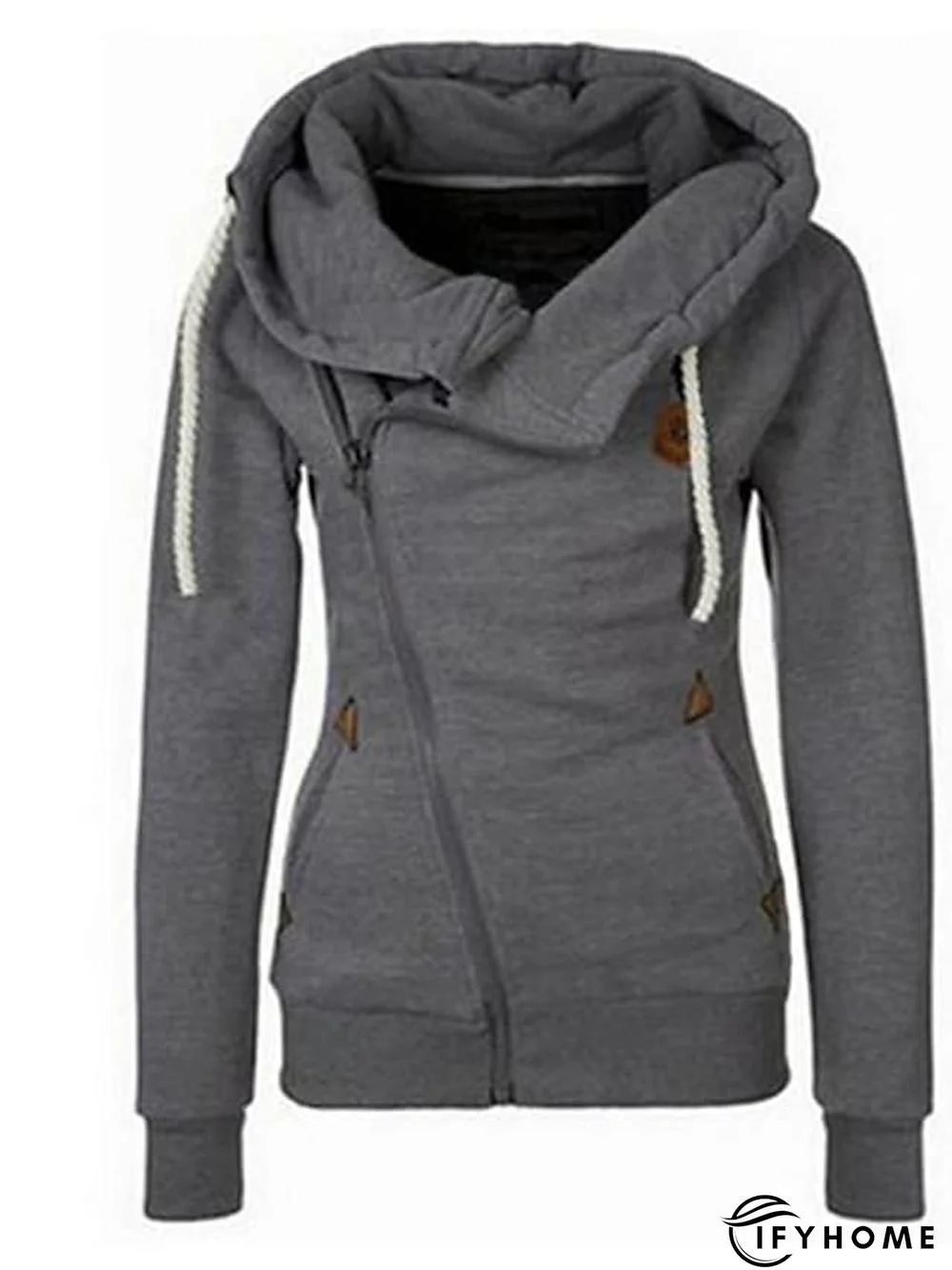 Women's Casual Jacket Hoodie Jacket Warm Breathable Outdoor Daily Wear Vacation Going out Zipper Pocket Zipper Hoodie Active Sports Comfortable Street Style Solid Color Regular Fit Outerwear Long | IFYHOME