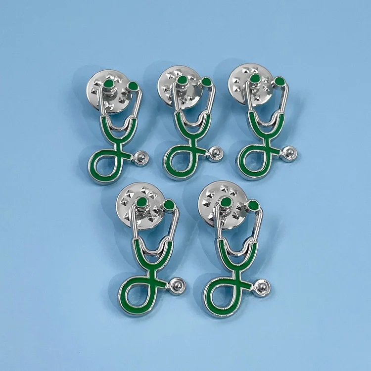 5pc Green Stethoscope Pin Pack