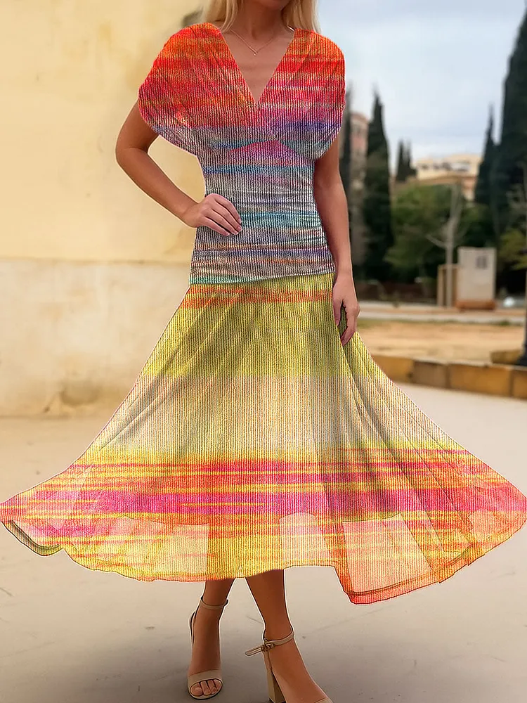 Women's Vintage Gradient  Art Print Flowy Casual Dress