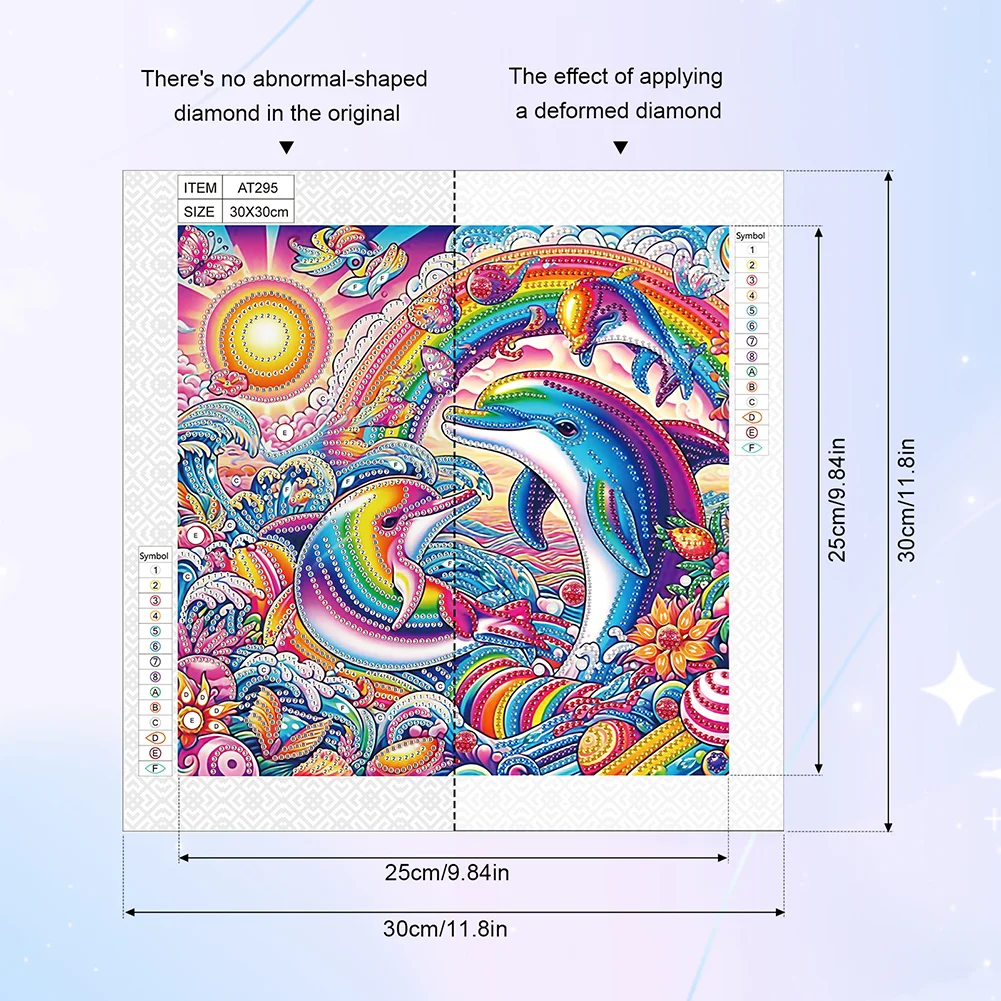 Diamond Painting - Partial Special Shaped Drill - Dolphin(Canvas|30*30cm)