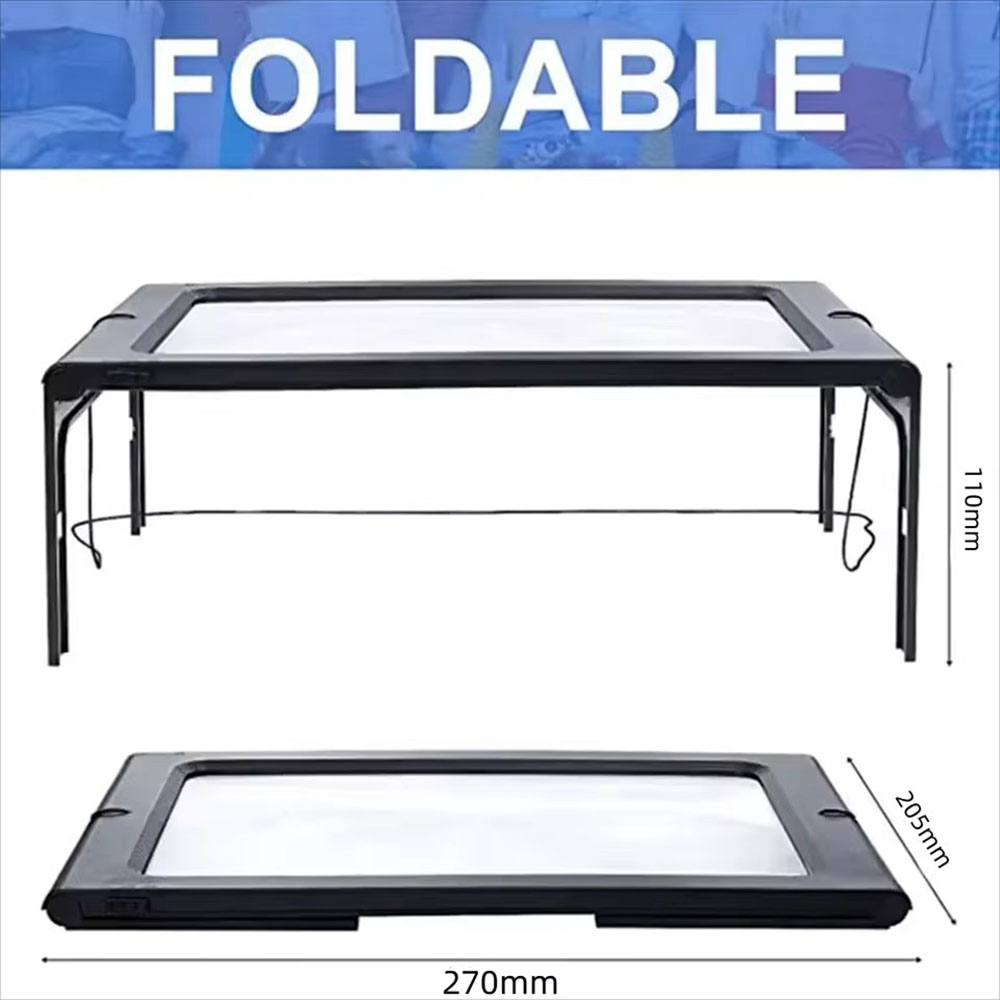 Likron Watches Large 3X Full-Page Magnifier with LED Lights Foldable Desktop Reading Aid for Low Vision