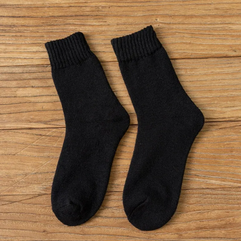 Winter Women Socks Thick Warm Solid Color Wool Harajuku Sox Retro Cold Resistant Fashion Casual Cashmere Cotton Socks for Female