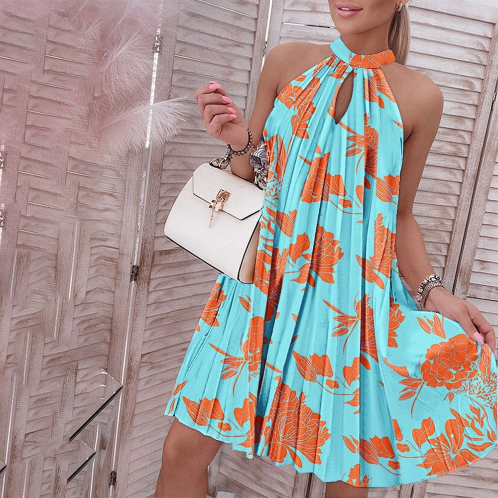 Fresh Sleeveless Print Mini Dress