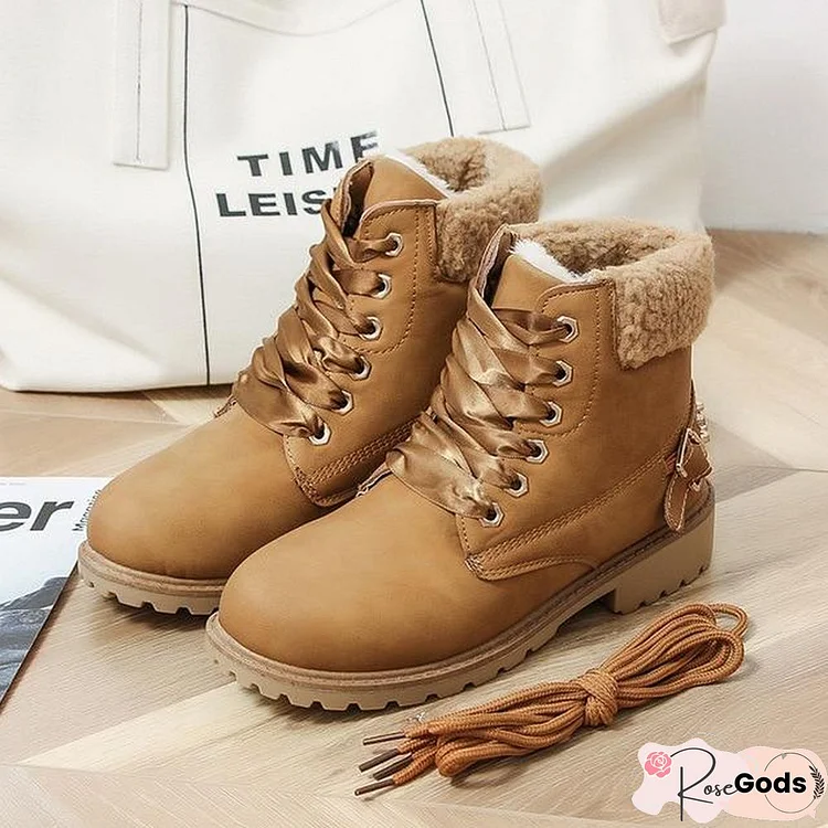 Women Winter Boots Fashion Suede Women Snow Boots Metal Rivet Warm Plush Women's Ankle Boots Flat Shoes