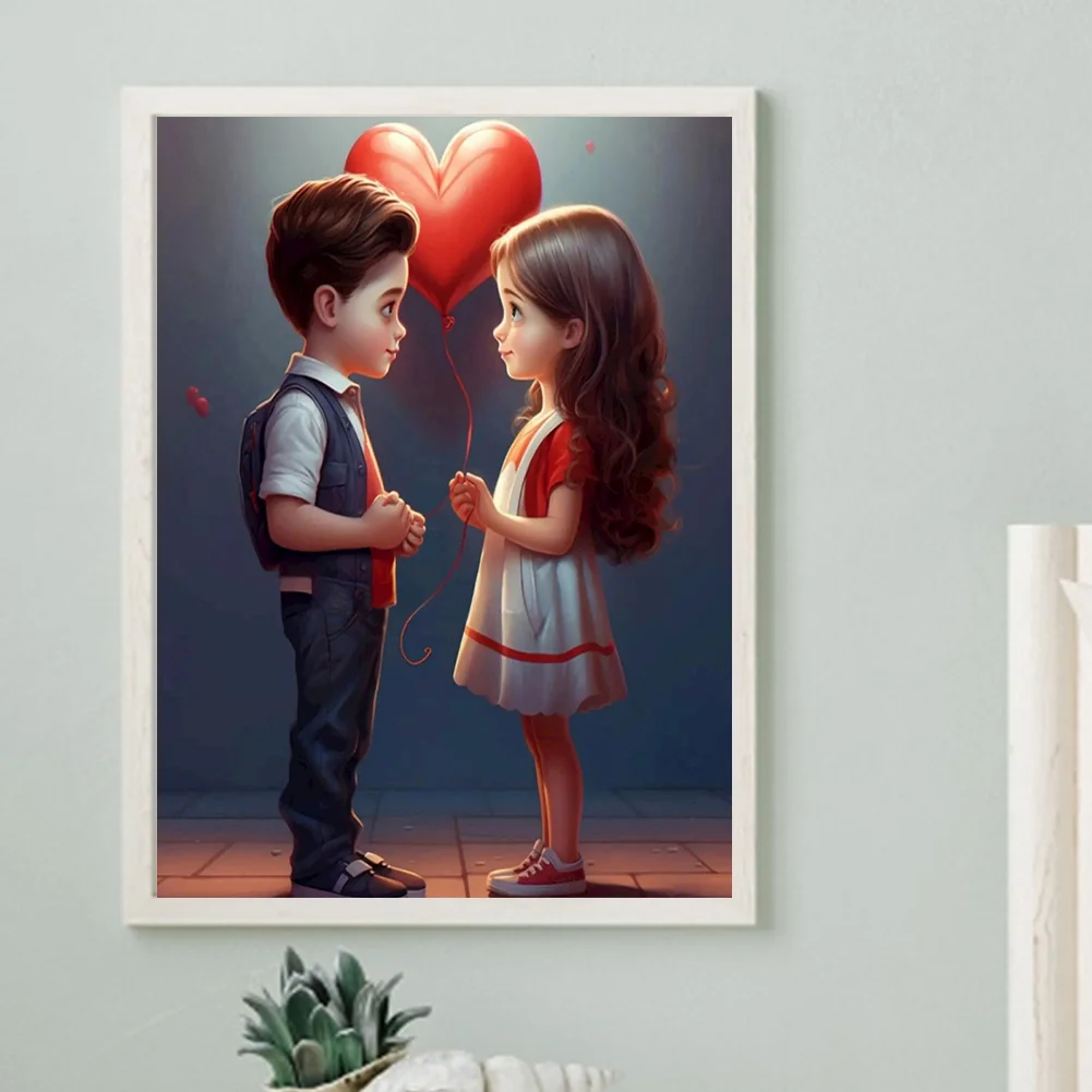 Diamond Painting - Full Round Drill - Kid Sweet Couple(Canvas|30*40cm)