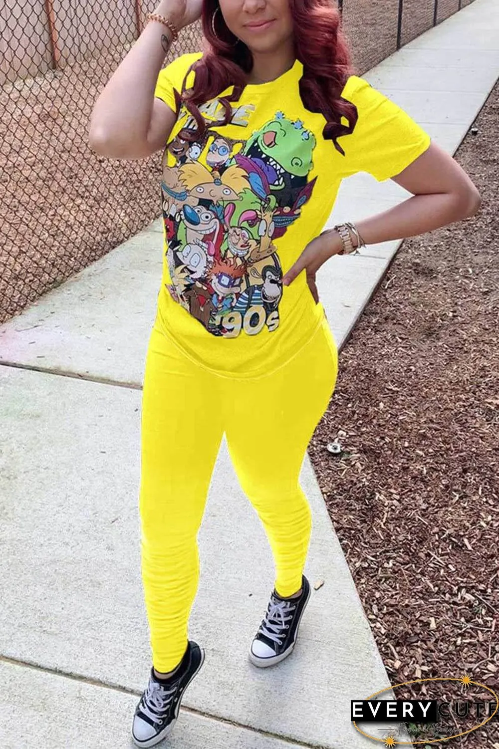 Fashion Cartoon Printed Casual Set