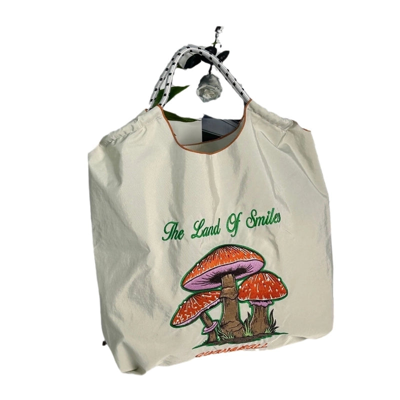 Women's Vintage Style Classic Style Mushroom Nylon Shopping Bags4