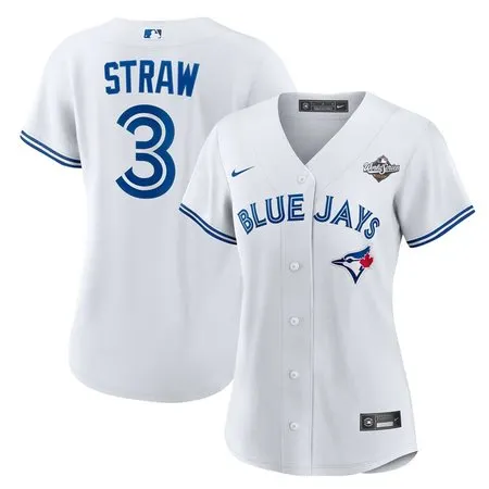 Women's Toronto Blue Jays #3 Myles Straw  White Home Replica Jersey Z912