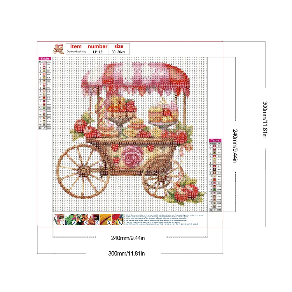 Full Round Diamond Painting 30*30cm - Pink Dessert Shop Cart