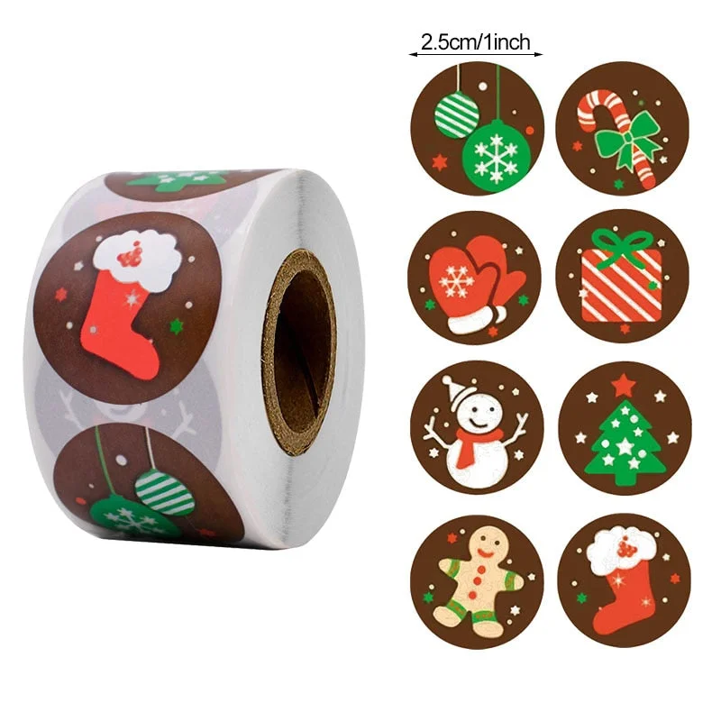 500pcs Merry Christmas Stickers Christmas Tree Elk Candy Bag Sealing Sticker Christmas Gifts Box Labels Decorations New Year