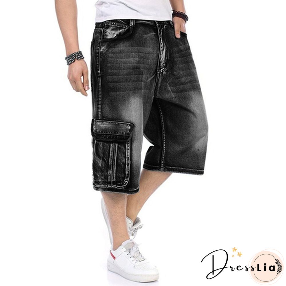 Plus Size S-5XL Men's Fashion Shorts Cargo Jeans Denim Shorts Casual Loose Style Waist Jean Shorts Size