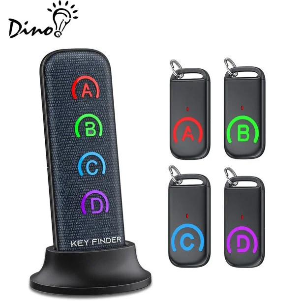 DinoFire Wireless Key Finder Receiver Remote Seeker Tracker Locator Alarm Reminder, 1 RF Transmitter and 4 Receivers