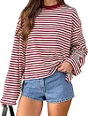 Casual and versatile retro striped long-sleeved T-shirt top
