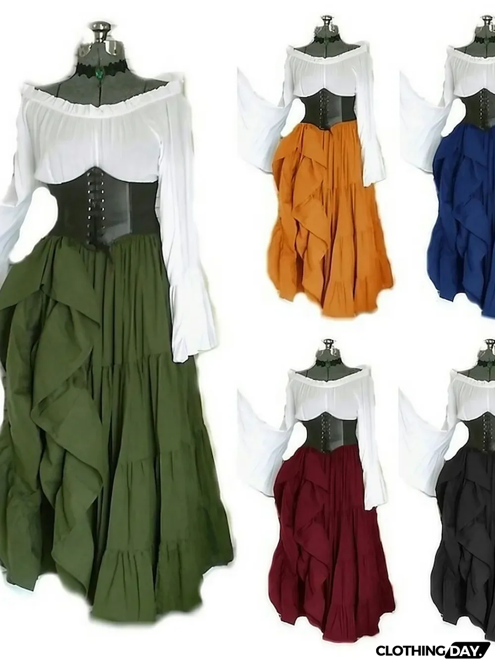 Women\u2018s Halloween Dress Party Dress Retro Classic Vintage Dress Long Dress Maxi Dress Outdoor Ruched Patchwork Color Block Crew Neck Long Sleeve Loose Fit Spring Fall claret Deep Purple