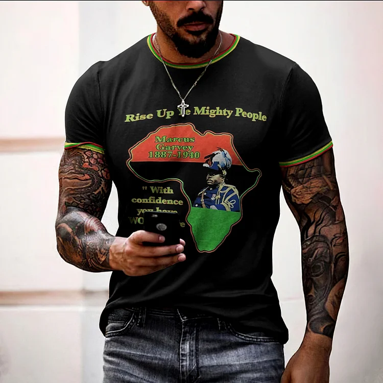 Broswear Black Power Print Short Sleeve T-Shirt