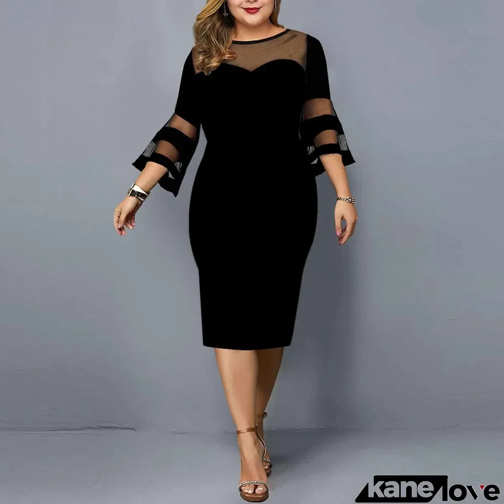 Mesh Patchwork Plus Size Women's Bodycon Dress