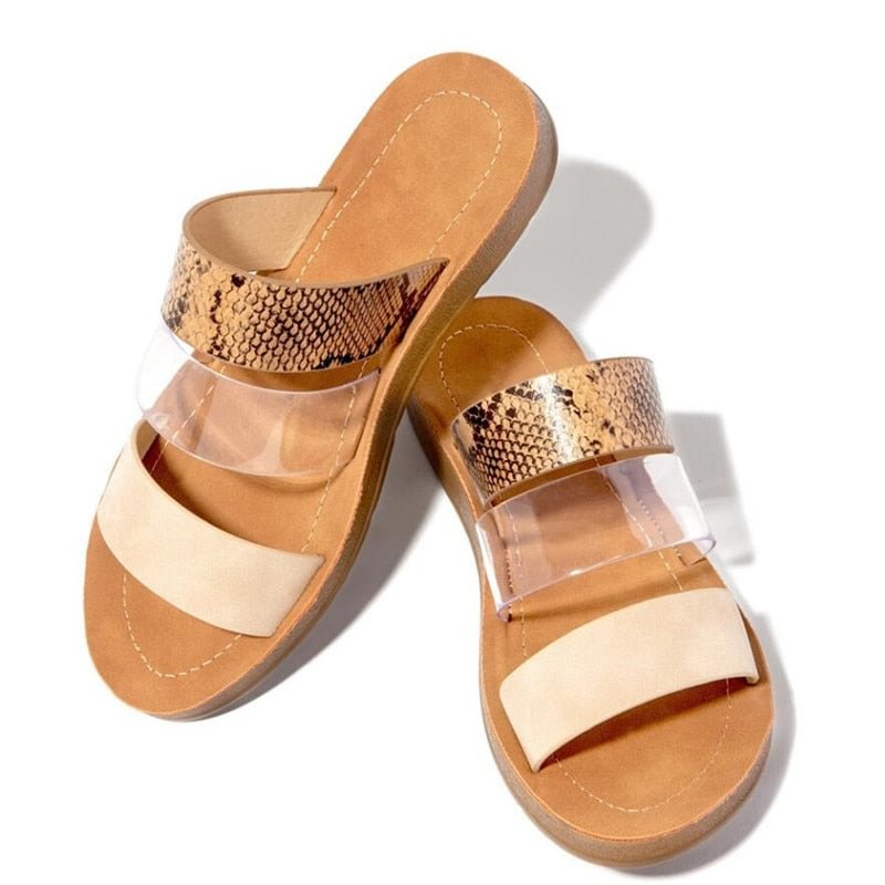2020 New Women Slippers Serpentine Double Layer Sandals Flat Bottom Ladies Beach Shoes Outdoor Travel Fashion Wild Women Sandals