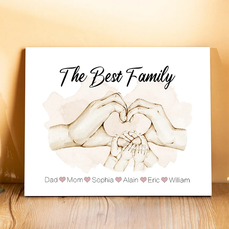 Personalized Heart Holding Hands Picture Board Custom 6 Names Family Keepsake Wood Signs Photo Frame