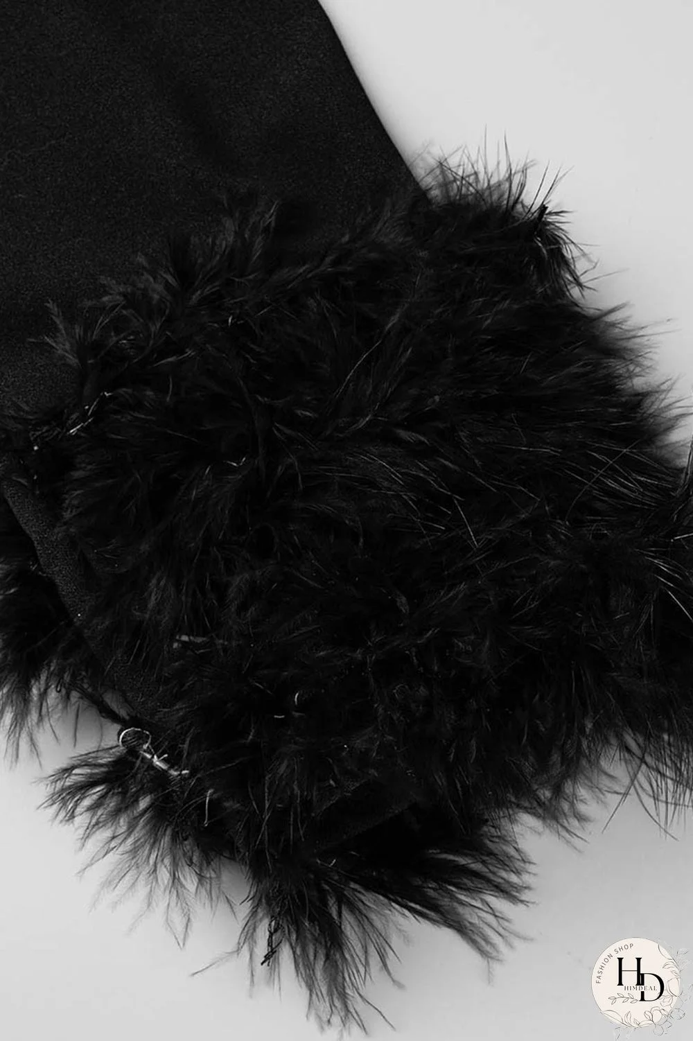 Black Casual Solid Patchwork Buttons Feathers Turn-back Collar Outerwear