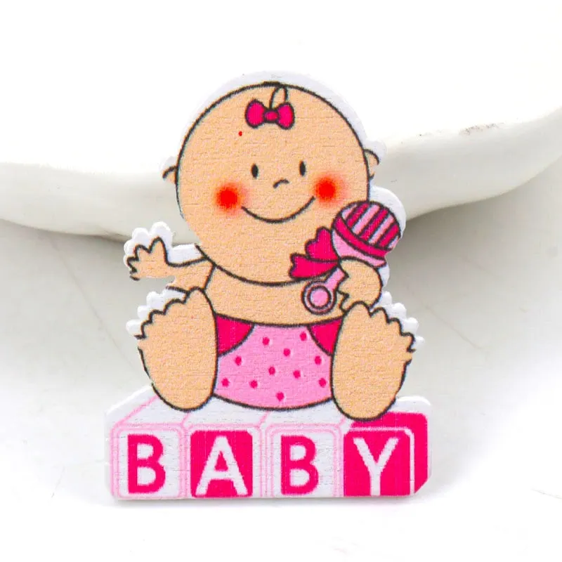 Blue/Pink Baby Series Pattern Scrapbooking Craft DIY Wood For Handmade Sewing Home Kids Birthdays Party Decorations 20pcs 35mm