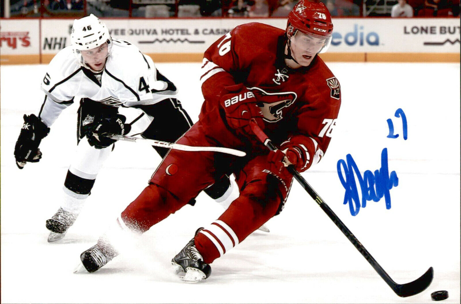 Laurent Dauphin SIGNED 4x6 Photo Poster painting ARIZONA COYOTES #2