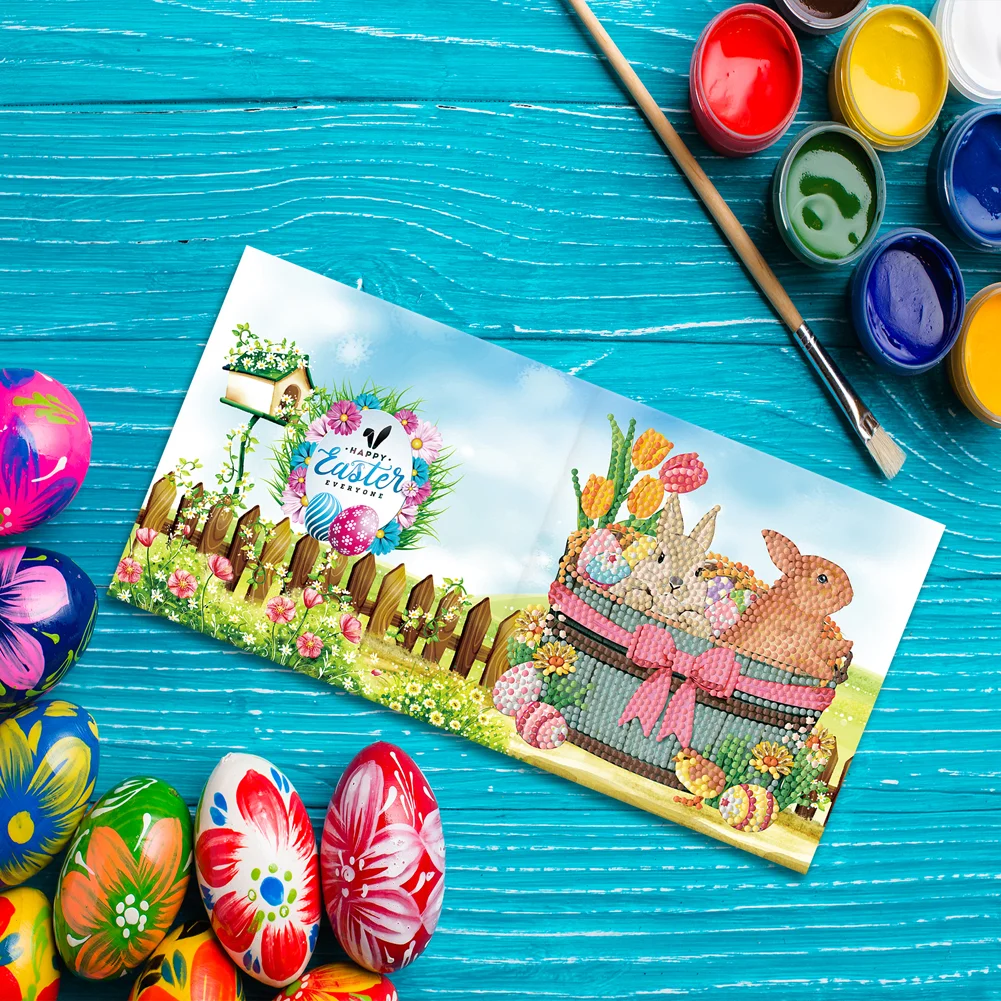 8pcs DIY Diamond Painting Greeting Cards Easter Mosaic Postcards