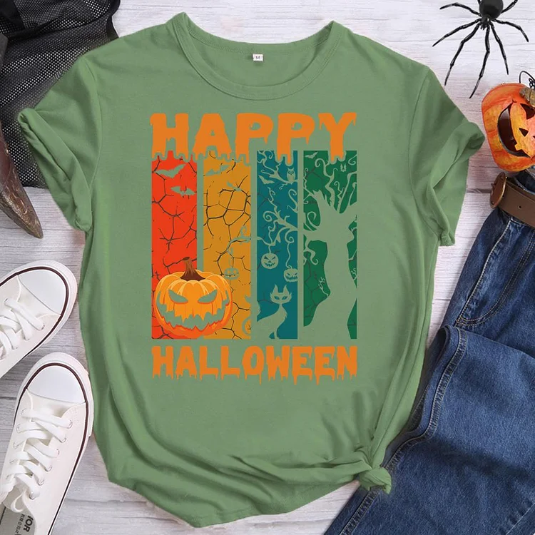 Happy Halloween Round Neck T-shirt-0018709