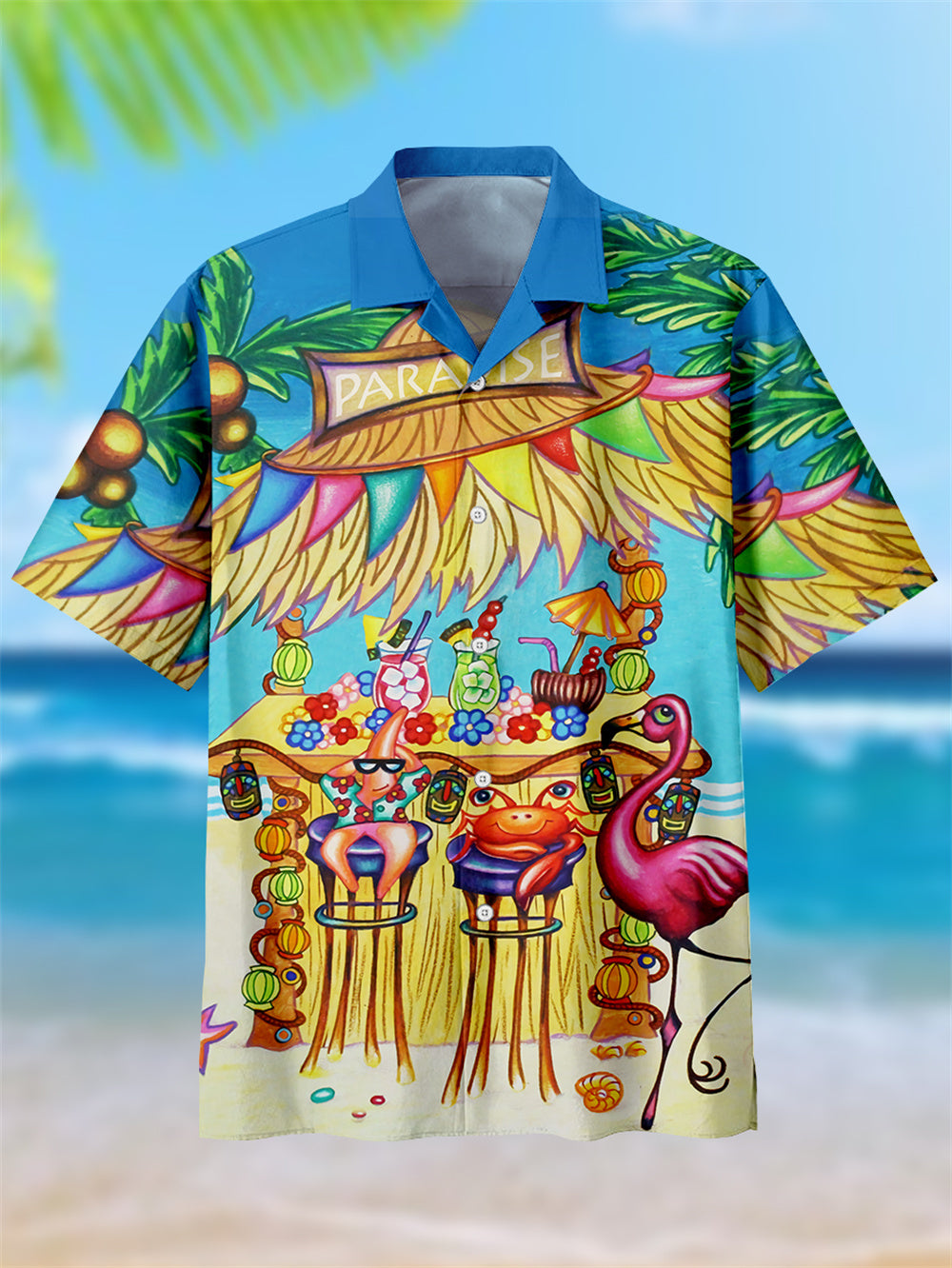 Men's Hawaiian Tiki Head Party Cuban Collar Shirt PLUSCLOTHESMAN