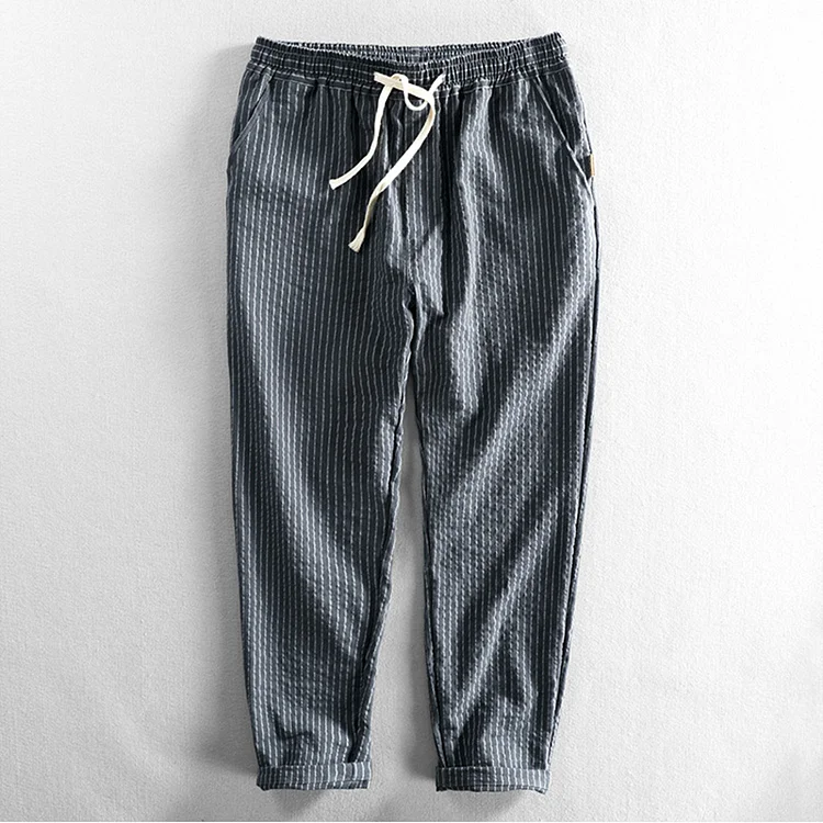 Men'S Vintage Drawstring Casual Cotton  Pants
