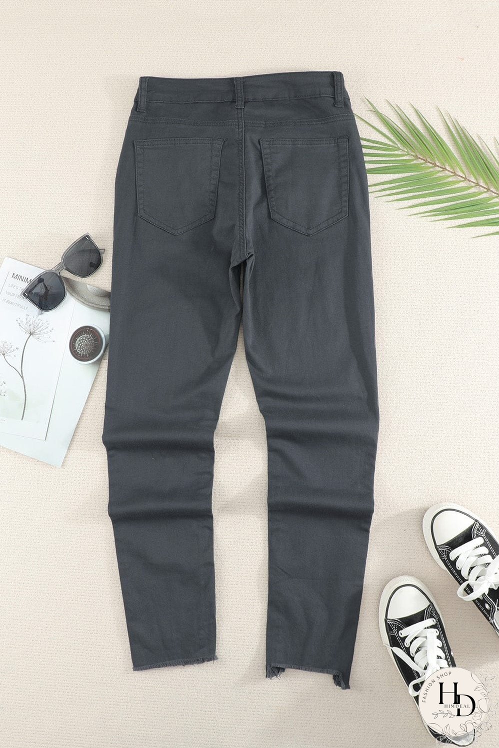 Elastic Loose Wide Leg Button Pants