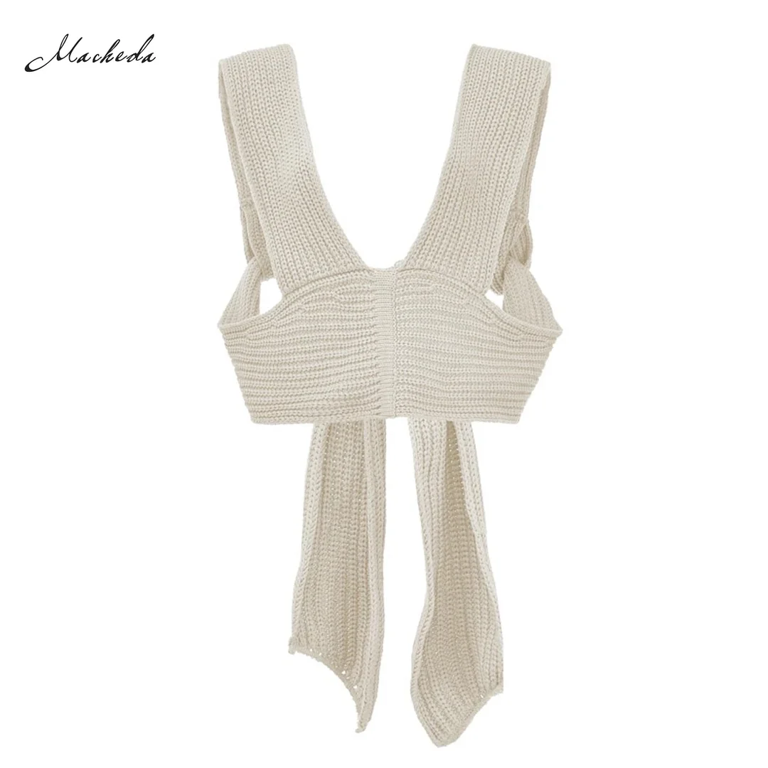 Macheda Autumn Solid Sexy Tank Top Women Fashion Sleeveless Adjustable Knitting Clothing Lady Casual Slim Crop Top 2020 New