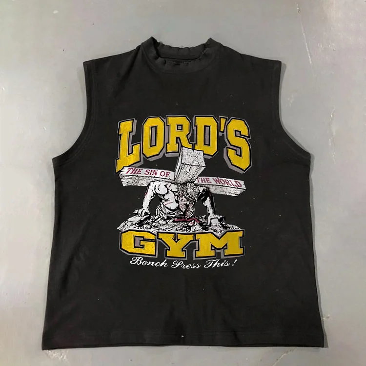 Casual Lord's Gym God Graphic 100% Cotton Tank Top