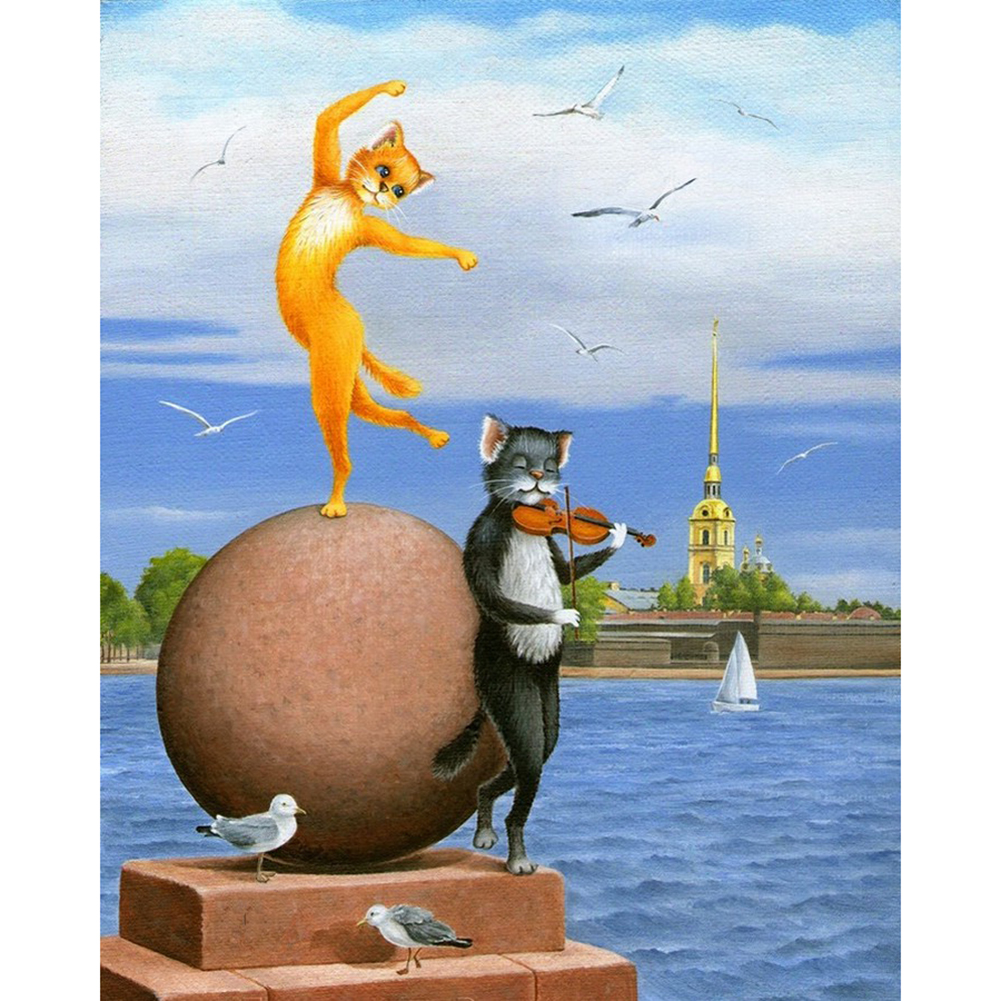 

30*40CM-Round Drill Diamond Painting-Cat, 501 Original