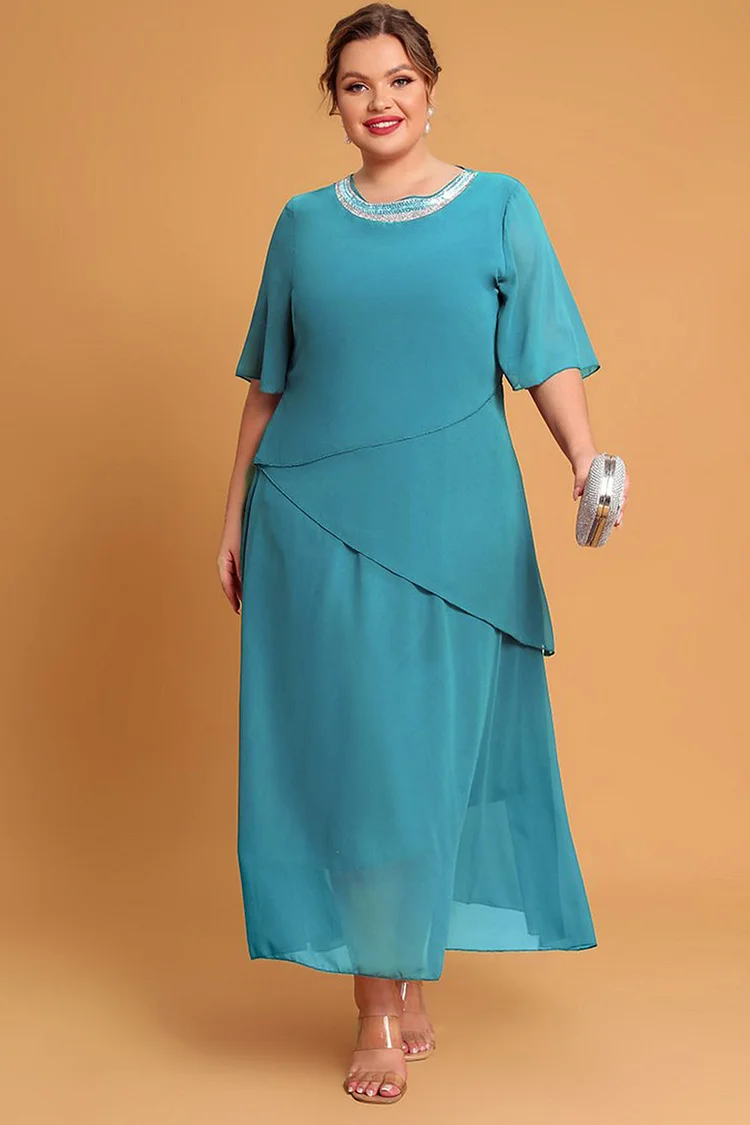 Flycurvy Plus Size Mother Of The Bride Jade A Line Scoop Neck Chiffon Beading Maxi Dresses  Flycurvy [product_label]