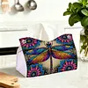 Dragonfly DIY PULeather Diamond Painting Tissue Box for Adults Beginners Decorative Diamond Art Paper Storage Holder for Living Room Bedroom Bathroom Table Decor