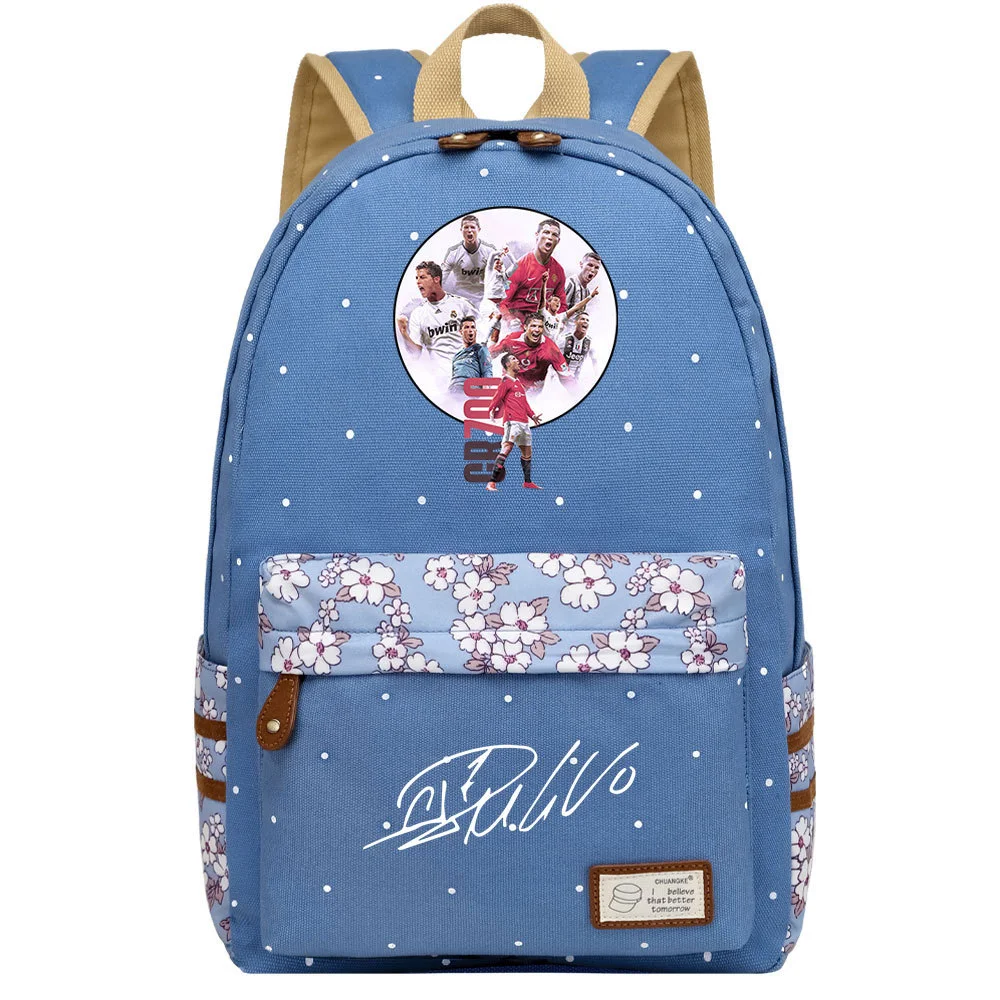 Buzzdaisy Cristiano Ronaldo Backpack - Stylish & Spacious Schoolbag with Double Side Pockets for Leisure Travel