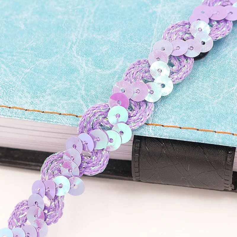 5Meters 1.5cm Loose Round Flat Sequins Laser Giltter Paillettes Sequins for Crafts Sewing on Cloth Accessory Sequin Trim