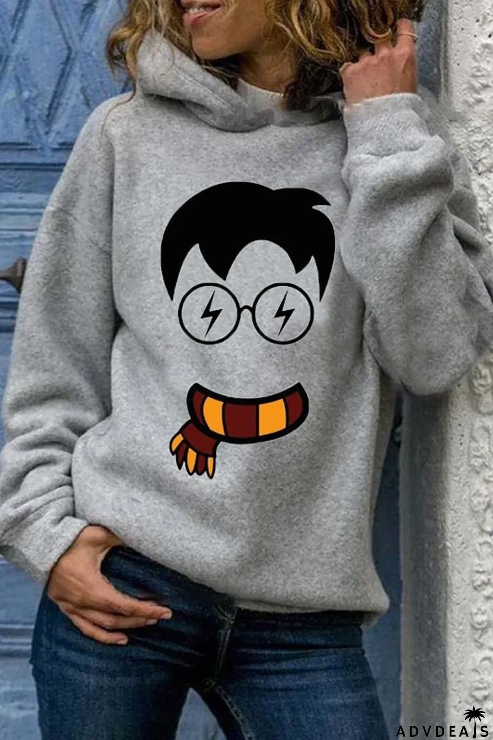 Cartoon Printed Casual Hooded Sweatshirt