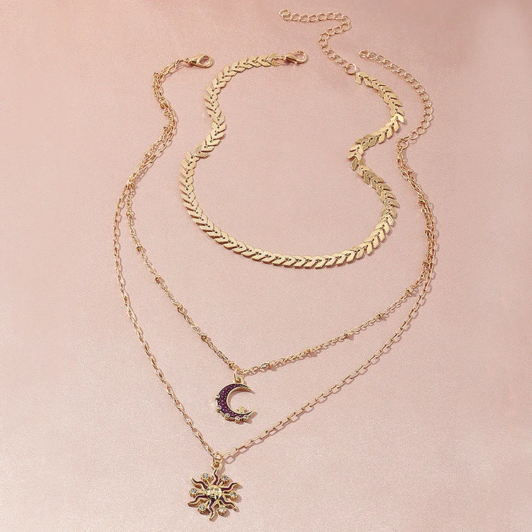 Leaf metal choker vintage sun necklace
