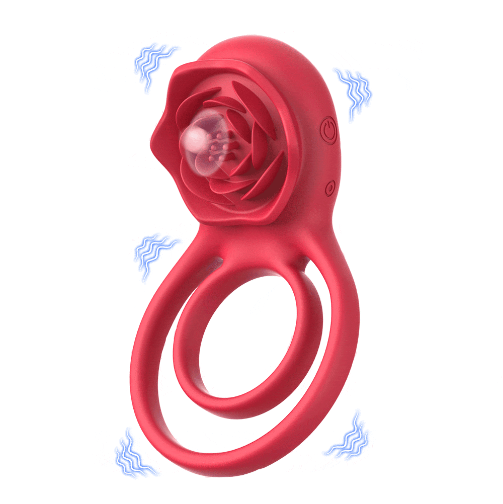 Clit Stimulator & Vibrating Penis Ring Rose Toy for Couples - Rose Toy