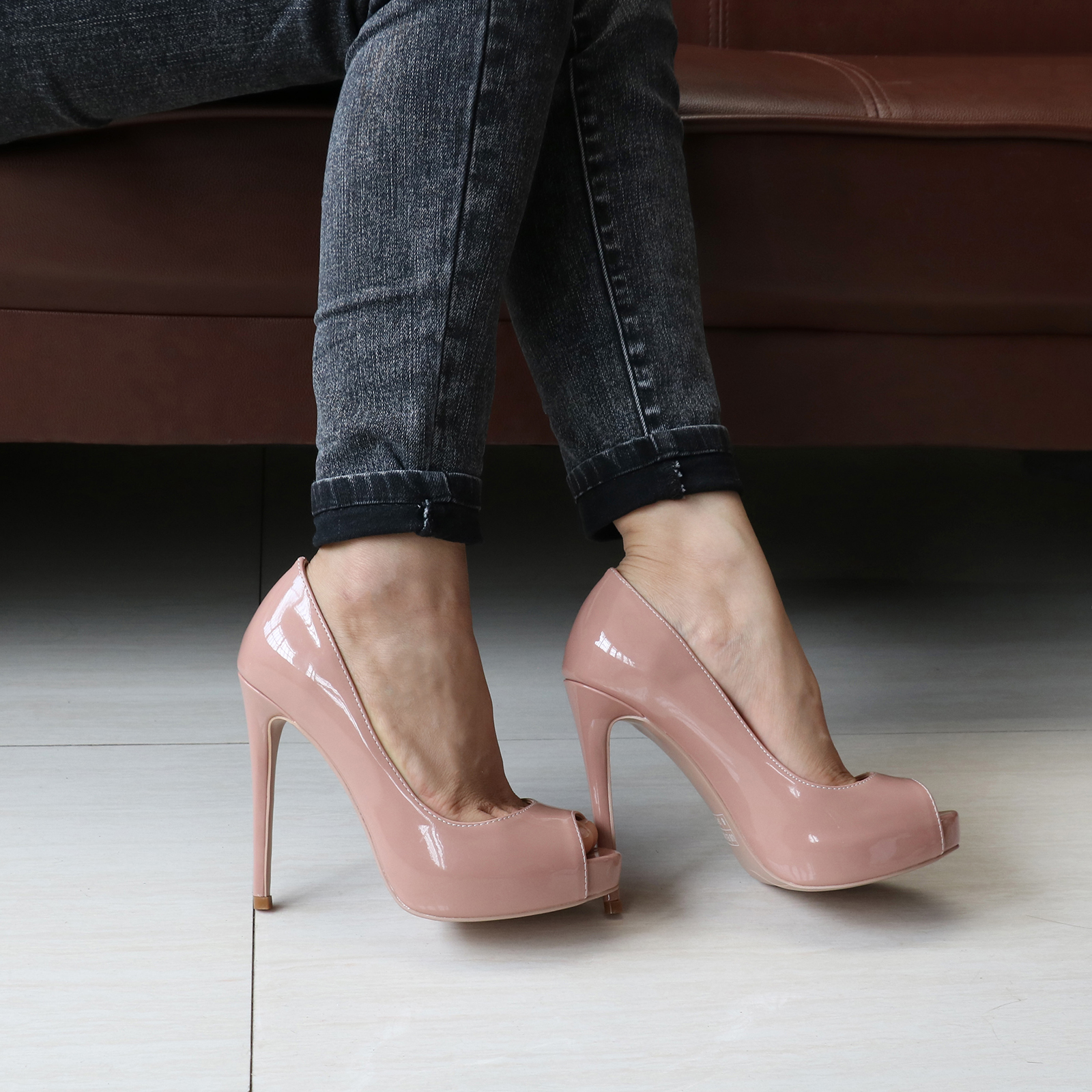 4.72'' Women's Platforms Heels Party Wedding Patent Pumps-MERUMOTE