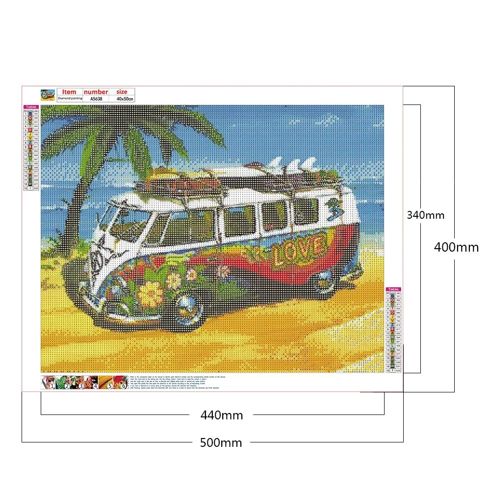 Beach Bus DIY Diamond Painting Kits Full Round Drill Home Wall Decor